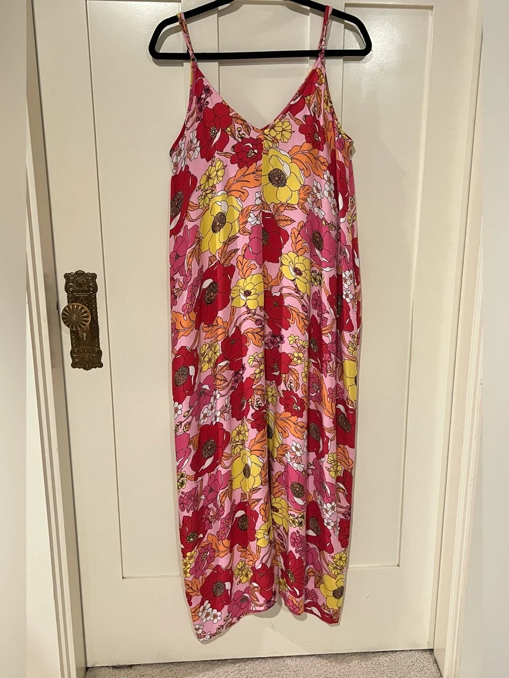 Lovestitch Vibrant Bold Floral Maxi Dress Pockets Womens Size Med/Large